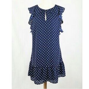 J. Crew Navy Blue Polka Dot Ruffle Dress